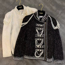 Load image into Gallery viewer, Winter New Pearl Chain Bead Retro Court Style Small Jacket Coat Women&#39;s Wool Coat Temperament Coats Coat Women Veste Femme - LiveTrendsX
