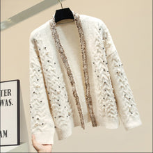 Load image into Gallery viewer, Knitwear Women Spring Winter New Fashion Heavy Pearl Beaded Thickening Warm Knit Cardigan Coat Girl Ladies Knitting Sweater - LiveTrendsX
