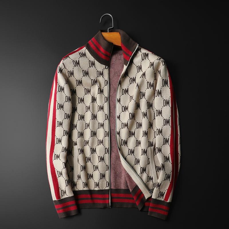 New Men Luxury Winter gentleman embroidery DM Striped Knit Casual Sweaters Cardigans Asian Plug Size High quality Drake - LiveTrendsX