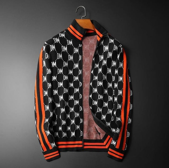New Men Luxury Winter gentleman embroidery DM Striped Knit Casual Sweaters Cardigans Asian Plug Size High quality Drake - LiveTrendsX