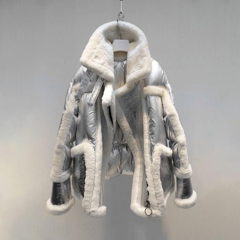 Winter High Quality Lapel Collar Long Sleeve Silver Coat Women Double -Faced Fur Vintage Warm Coat - LiveTrendsX