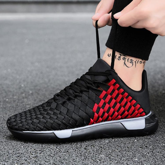 European popular men's sports shoes youth deodorant breathable mesh woven shoes thick bottom Korean travel men's shoes - LiveTrendsX