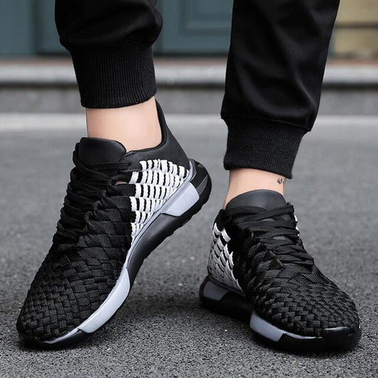 European popular men's sports shoes youth deodorant breathable mesh woven shoes thick bottom Korean travel men's shoes - LiveTrendsX