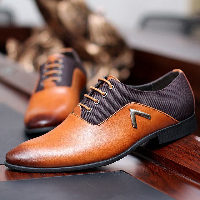 Pointed Shoes Big Size 38-47 Business Men's Basic Casual Shoes,Black/Brown Leather Cloth Elegant Design Handsome WW-527 - LiveTrendsX