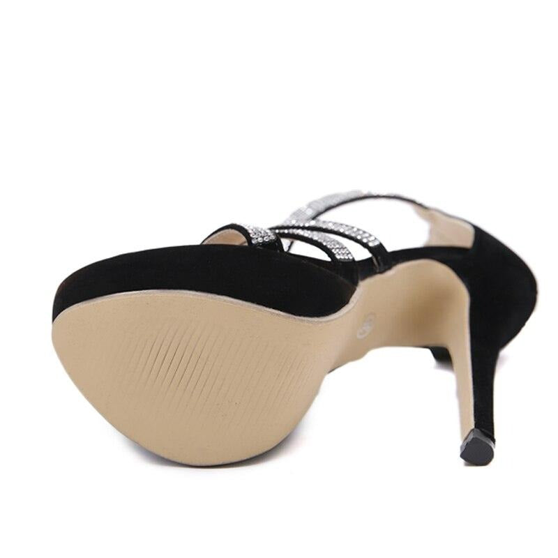 Crystal Platform Sandals Women Summer Zip High Heels Shoes Fashion Peep Toe Slides Zapatos Mujer Black Hollow Pumps - LiveTrendsX
