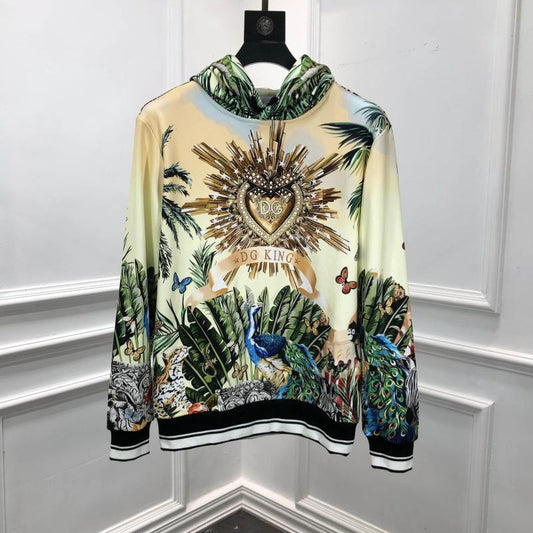 winter autumn 19fw new arrival royal crown peacock print famous cotton pullover hoodies sweatshirts brand clothing for men - LiveTrendsX