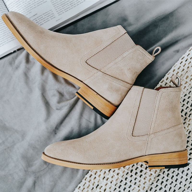 メンズシューズ アンクルポインテッドトゥ ソリッドウッドソールブーツ