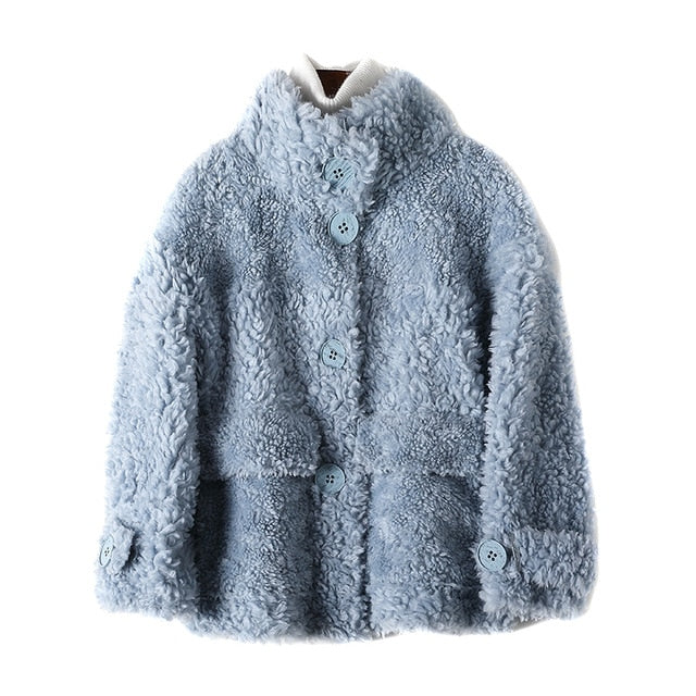 Women's Genuine Wool Suede Coat Real Fur Coat Jacket Shearing - LiveTrendsX