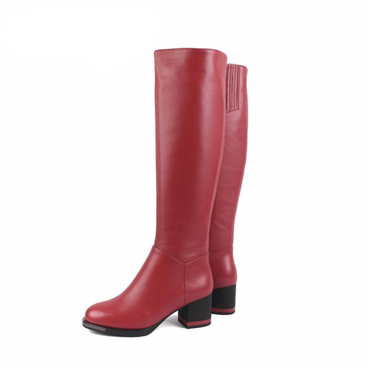 Fashion Color Design Boots High Quality Cow Leather Special Square Heel Round Toe Fashion Shoes New Women Boots - LiveTrendsX