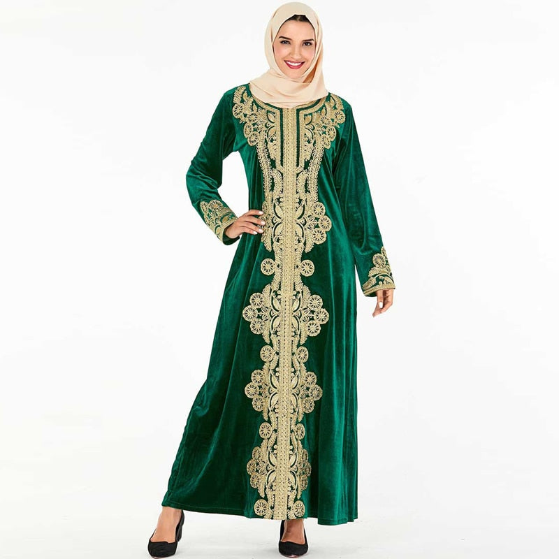 Winter Vestidos Velvet Abaya Arabic Hijab Muslim Dress Caftan Dubai Kaftan Morocco Robe Musulmane Tesettur Elbise Turkey Dresses - LiveTrendsX