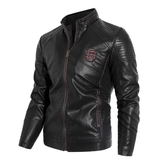 New  Autumn and Winter Models Plus Velvet Men's Leather Collar Collar PU Motorcycle Leather Jacket Jacket - LiveTrendsX