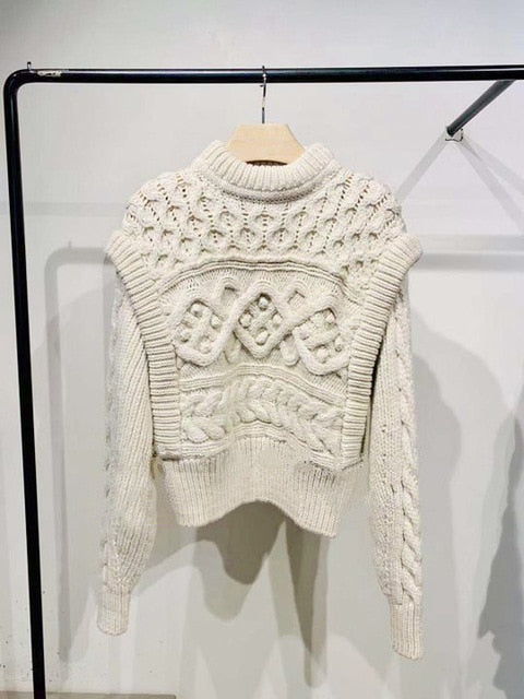 Solid Color Women's Knitted Sweater O-neck Twist Weave Fake Two Wool  Autumn and Winter New CuteKnitwear Pullovers - LiveTrendsX