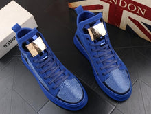 Load image into Gallery viewer, New Men luxury rhinestone metal plate platform high tops Casual Flats Shoes Man Rock punk Loafers board Sneakers zapatos hombre - LiveTrendsX
