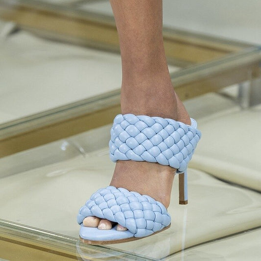 Slippers Women New Sandal Women Sandalias Mujer High Heels Leather Ladies Shoes Weaving Slides Open Toe Outdoor Slippers - LiveTrendsX