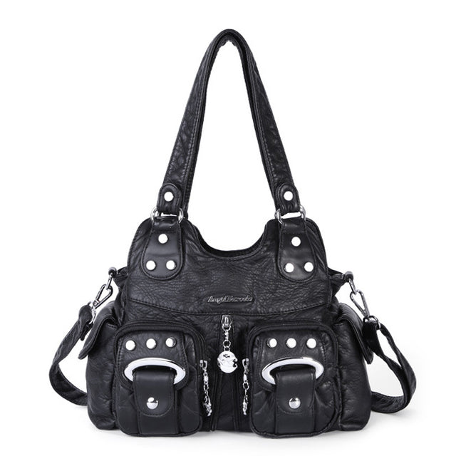 New Designer Large Shopping Bag Women's Washed PU Leather Hobo Bags Shoulder Bag Luxury Fahion Travel Bolsa Feminina - LiveTrendsX