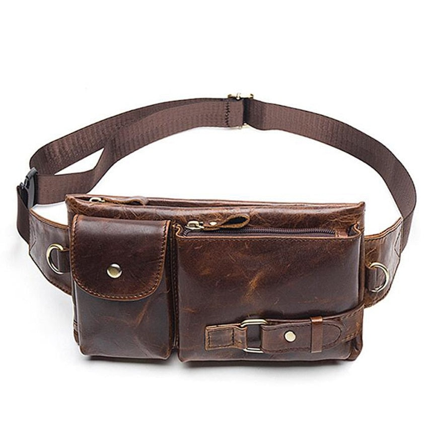 New Genuine Leather Waist Packs Fanny Pack Belt Bag Leather Pouch Phone Bags Travel Waist Pack Male Small Waist Bags Men - LiveTrendsX