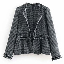 Load image into Gallery viewer, Casual Tweed Plaid Women Jacket Coat Long Sleeve Open Stitch Office Ladies Jackets Coat Tassel Loose Outwear YO794 - LiveTrendsX
