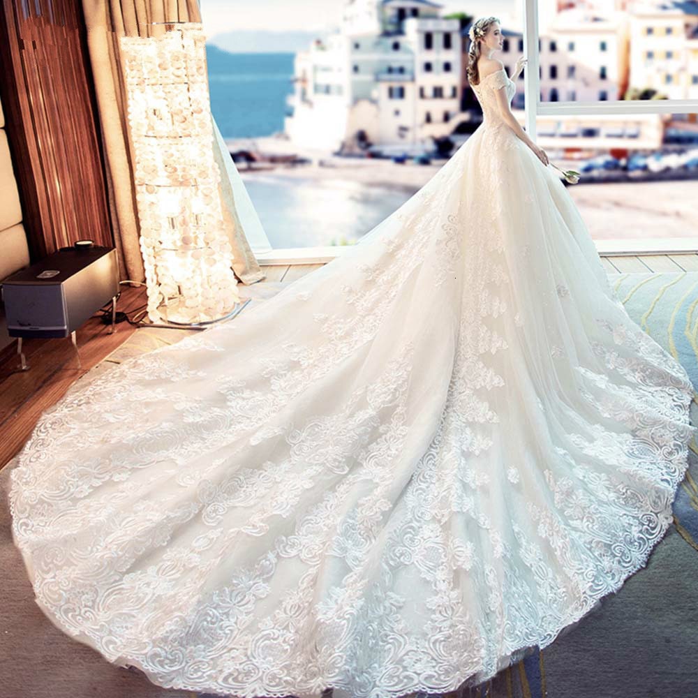 Wedding Dress Sand Orange Lace Wedding Dress 2019 Train Plus Size - LiveTrendsX