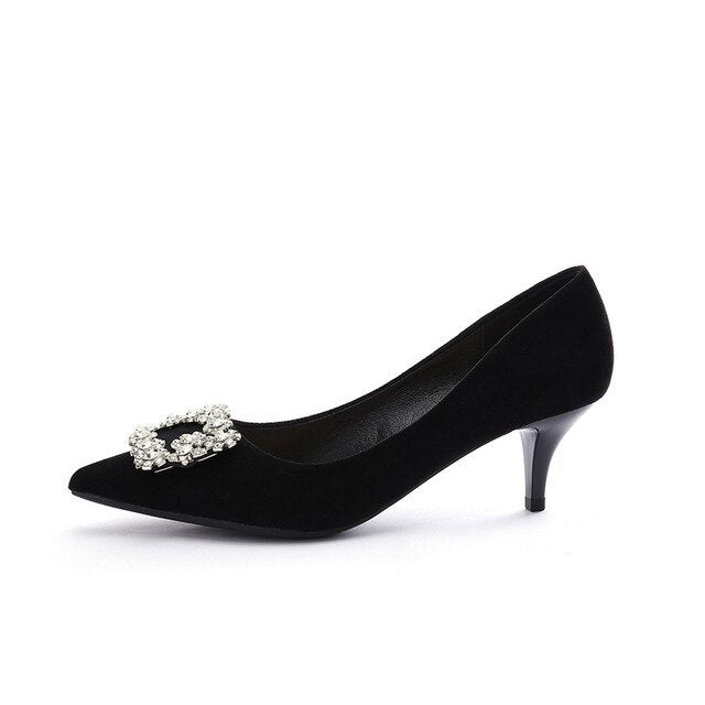Pointed Shoes Rhinestone Square Buckle with Shallow