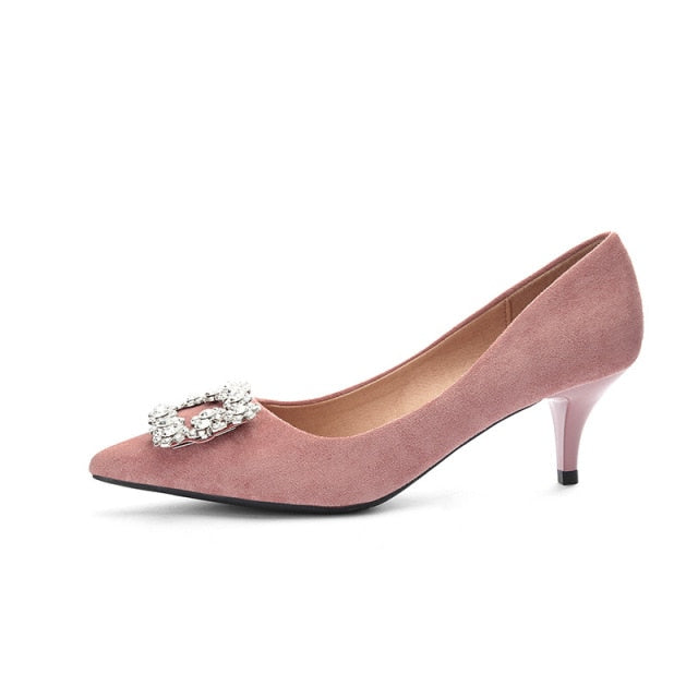 Pointed Shoes Rhinestone Square Buckle with Shallow