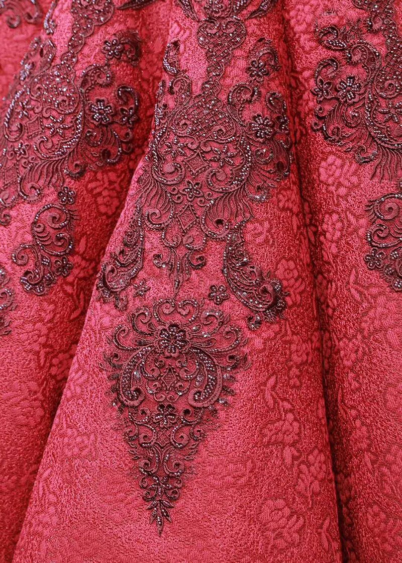 swollen luxury evening dress  sweetheart red beaded bridal dress gowns engagement dress robe fiançaille - LiveTrendsX