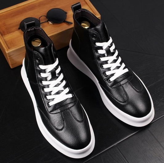 male shoe, individual character high upper board shoe,thick sole ankle shoes luxury bright piece shoes - LiveTrendsX