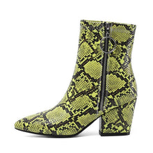 Load image into Gallery viewer, Snake Print Yellow Green White High Heels Womens Shoes Zipper Fashion Retro Gothic Ankle Boots Female Winter Bootie 2019 - LiveTrendsX
