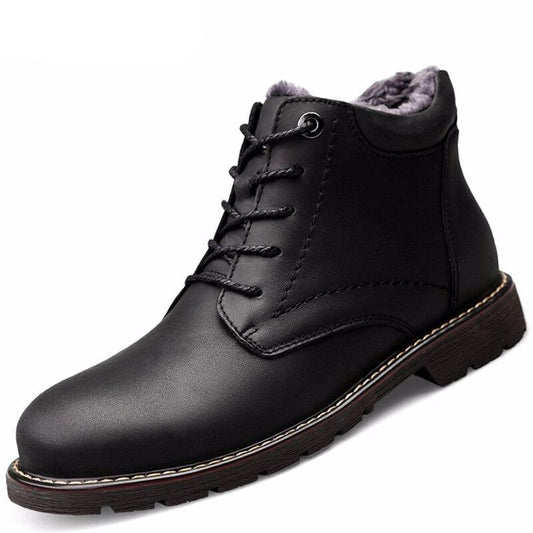 Winter men's boots tactical military genuine leather army shoes ankle boot big size man work shoe snow waterproof boots for men - LiveTrendsX