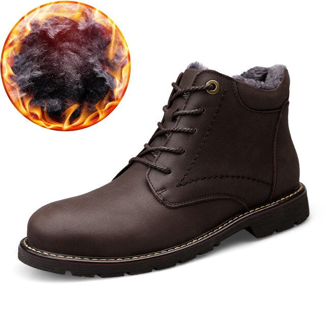 Winter men's boots tactical military genuine leather army shoes ankle boot big size man work shoe snow waterproof boots for men - LiveTrendsX