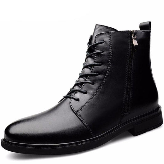 winter fashion men's ankle boots military genuine leather shoes male snow boot high top shoe man combat army boots for men - LiveTrendsX