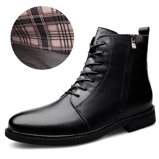 winter fashion men's ankle boots military genuine leather shoes male snow boot high top shoe man combat army boots for men - LiveTrendsX