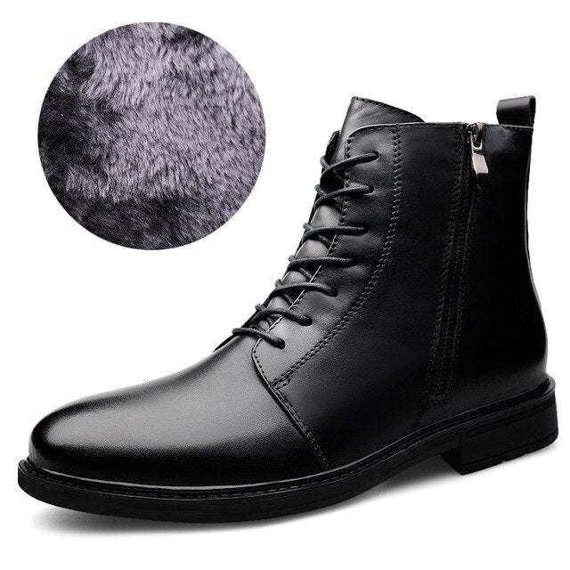 winter fashion men's ankle boots military genuine leather shoes male snow boot high top shoe man combat army boots for men - LiveTrendsX