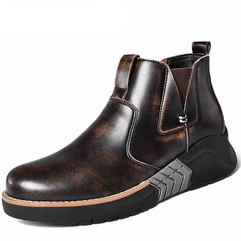 new fashion men's chelsea boots casual genuine leather shoes male ankle boot height increasing shoe man nice boots for men - LiveTrendsX