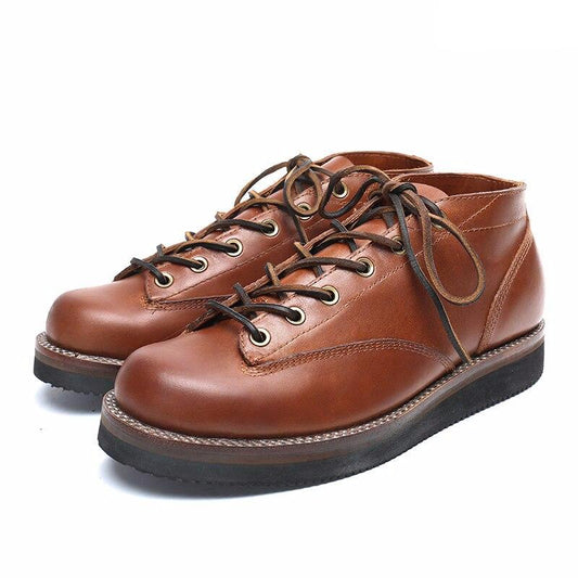 Sale Spring Autumn Lacing Ankle low Boots men Fashion White Square Heel man Leather Shoes Winter Large wing Handmade shoes white - LiveTrendsX