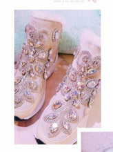 Load image into Gallery viewer, Winter new fashion handmade custom fur with rhinestone women&#39;s boots wild warm thick snow boots high to help cotton shoes - LiveTrendsX
