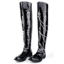 Load image into Gallery viewer, New Rock Punk Style Stage PU Leather Chain Long Boots Men Fashion Black Over-The-Knee Motorcycle Boots Pointed Toe Shoes - LiveTrendsX
