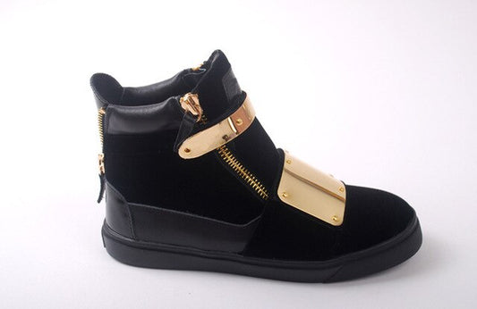 Suede Leather Men Casual Shoes Party Shoes Men High Quality Flats Metal ZIP Sneakers Red Color Big Size Unisex - LiveTrendsX