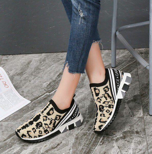 Autumn Platform Flat Sneakers Shoes Women Fashion Round Toe Mesh Running Shoes Woman Low-heeled Leopard Casual Shoes Size 35-43 - LiveTrendsX