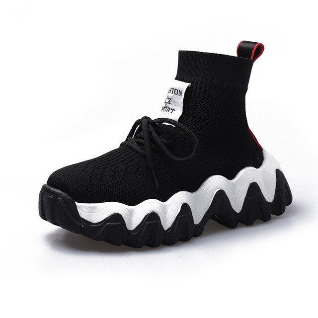 Sneakers Women Autumn Mesh Breathable Vulcanized Shoes High-top Ankle Sock Shoes Ladies Chunky Platform Black Sneakers Female - LiveTrendsX