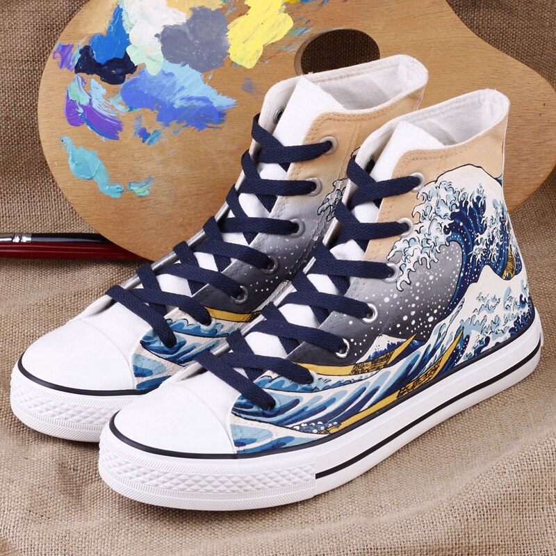 High-top canvas shoes women spring and autumn high-end classic Japanese painting comfortable couple sports shoes Comfortable - LiveTrendsX