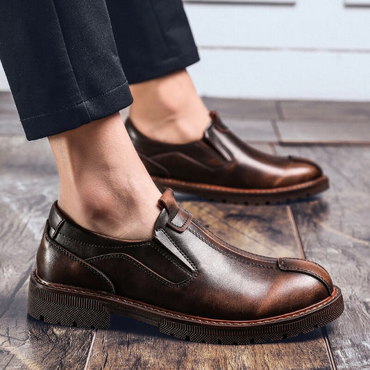 Full Genuine Leather Men Oxford Shoes British Style Retro Old Look Formal Men Casual Dress Shoes Male Business Shoes - LiveTrendsX