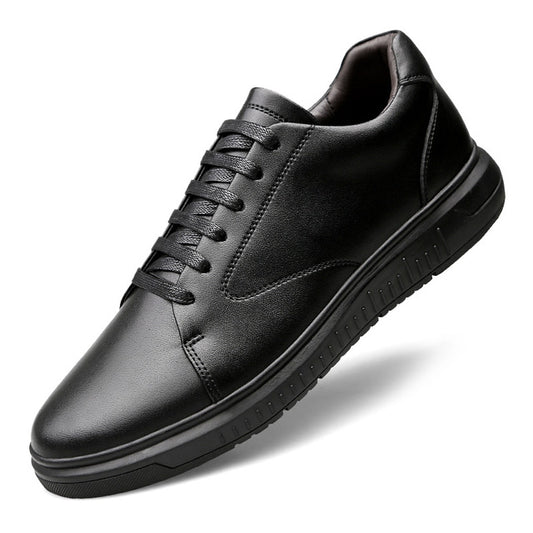 Spring Autumn New Breathable genuine leather Students Shoes Men's Fashion Lace up Casual White Shoes Low To Help High Quality - LiveTrendsX