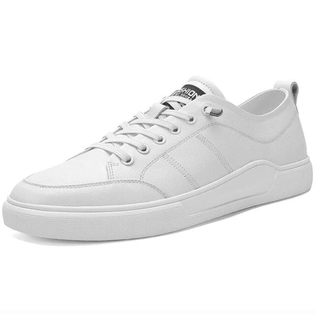 New Fashion Sheos Men Summer Breathable Mens Shoes Casual Leather White Lace-up Sneakers Man Low Top Zapatos De Hombre Deportivo - LiveTrendsX