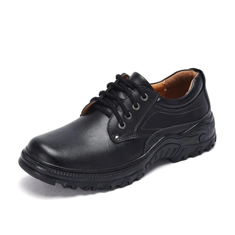 Men Casual Shoes spring autumn genuine Leather Flat Shoes outdoor breathable Men Oxford Fashion Lace Up Men's shoes Work Shoes - LiveTrendsX
