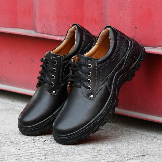 Men Casual Shoes spring autumn genuine Leather Flat Shoes outdoor breathable Men Oxford Fashion Lace Up Men's shoes Work Shoes - LiveTrendsX