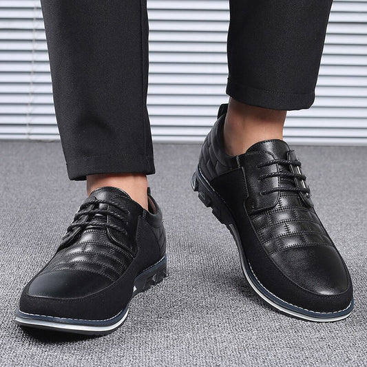 Newly Men Leather Shoes Fashion Lace Up Flat Thick Warm Sneakers Daily Shoes - LiveTrendsX