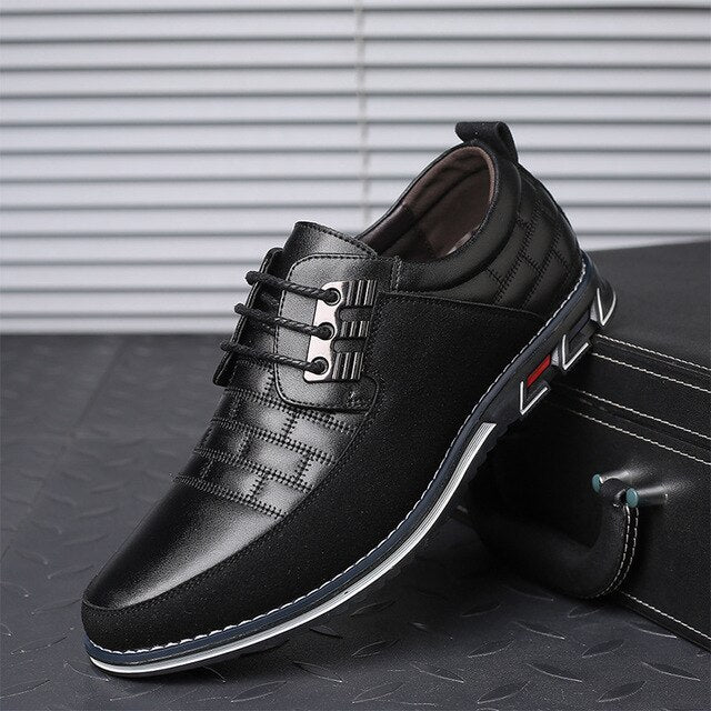 Men Leather Shoes Fashion Lace Up Flat Thick Warm Sneakers Daily Shoes - LiveTrendsX