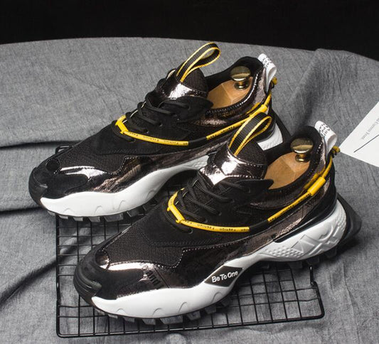 New Street Fashion Men's mixed Patchwork thick bottom Casual flats Shoes sneaker moccasins Male skateboard for web celebrity - LiveTrendsX