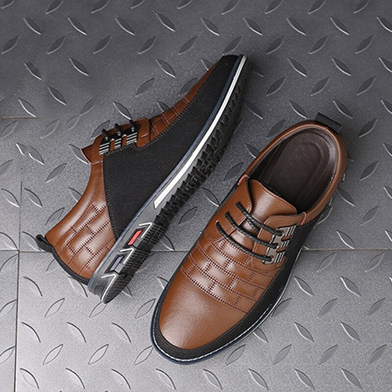 Men Leather Shoes Fashion Lace Up Flat Thick Warm Sneakers Daily Shoes SSA-19ING - LiveTrendsX