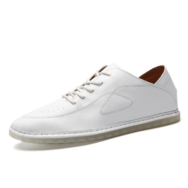 Large size 38-47 fashion Leather Men Casual Shoes Brand Mens Loafers Moccasins Breathable Slip On Lace Up Driving Shoes - LiveTrendsX